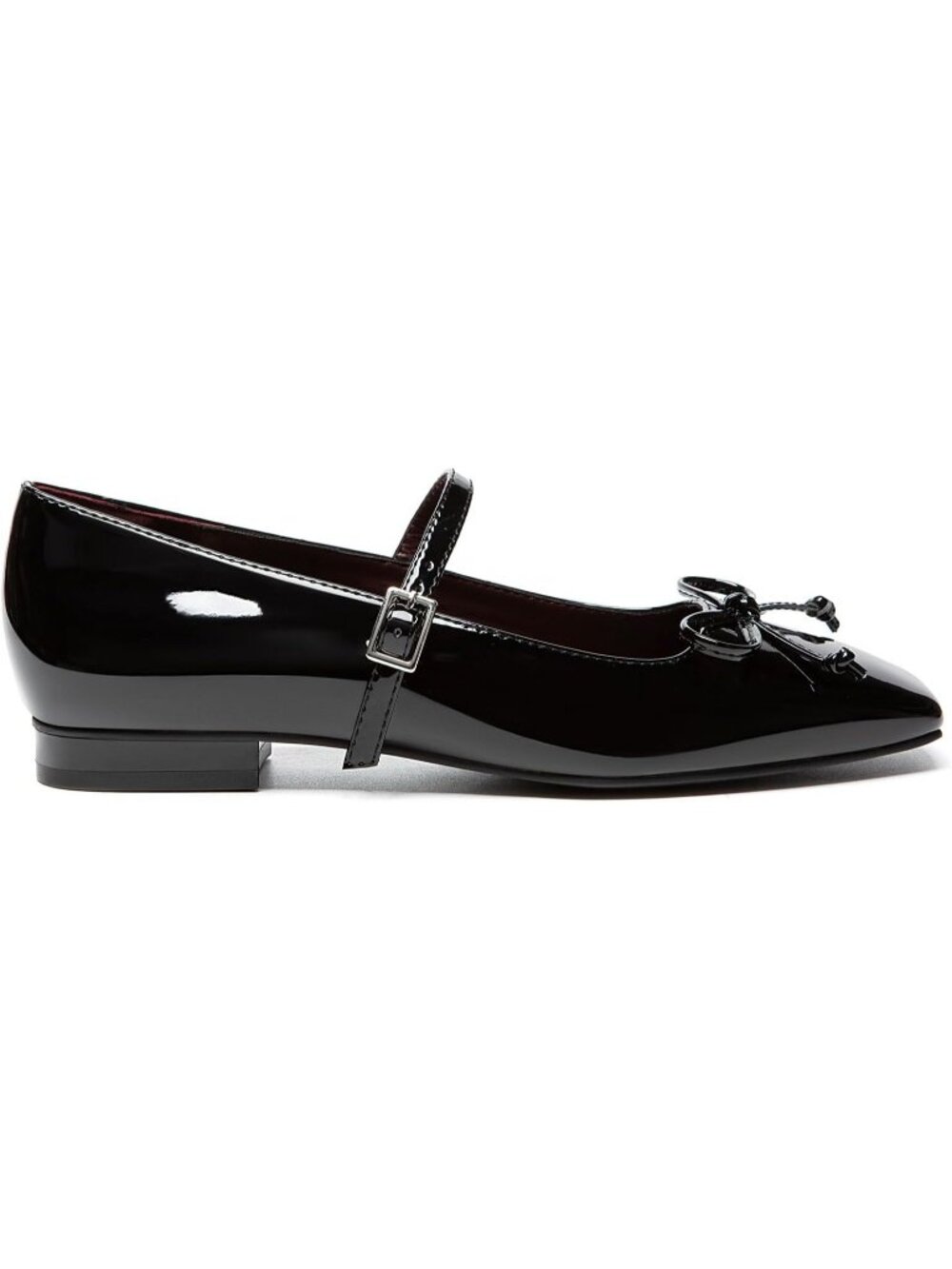 Women's Mary Jane Flats Square Black Toe Ballet Flats Shoes with Buckle Strap - Picture 5 of 6
